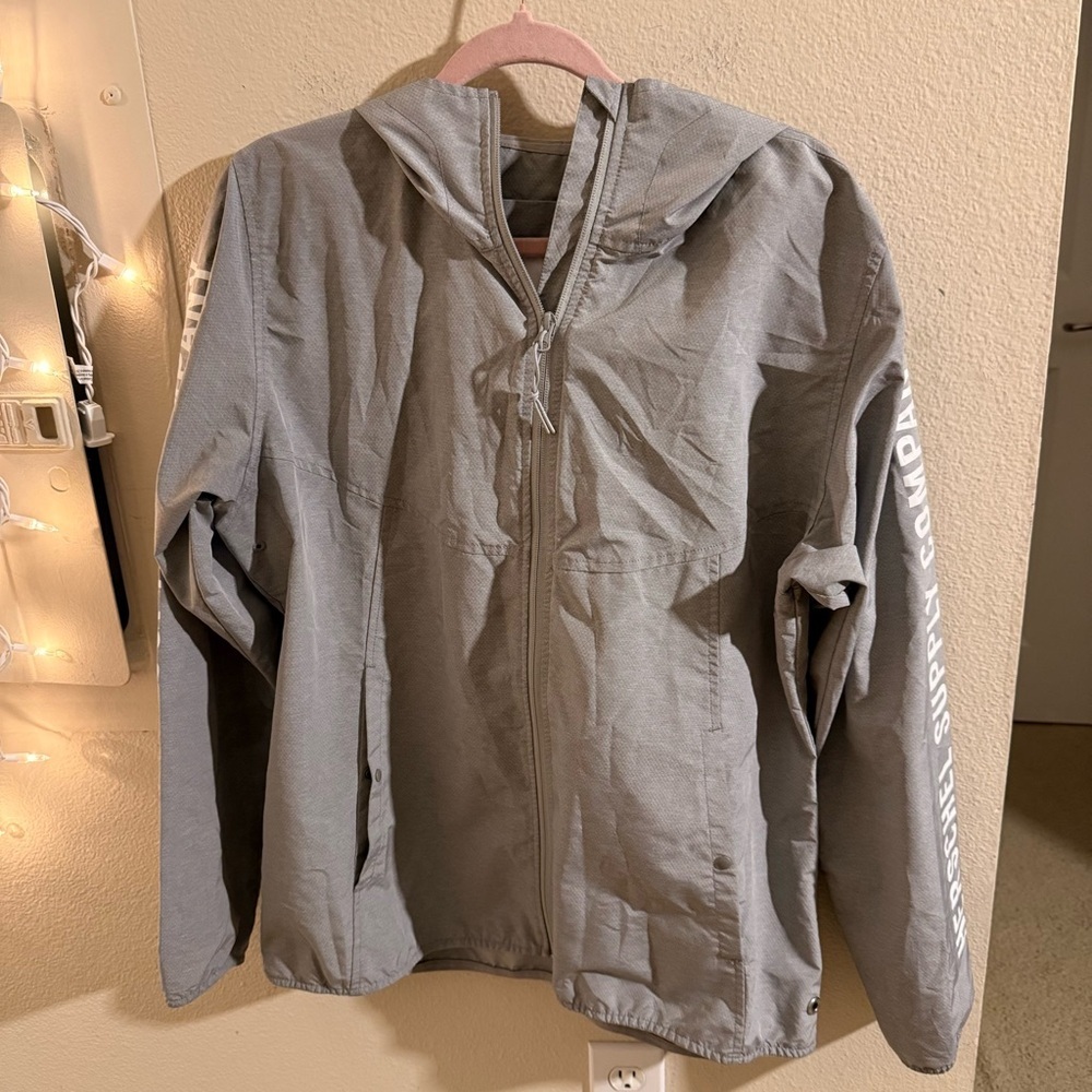 Herschel Supply Co Hooded Windbreaker Jacket Gray XL Lightweight Zip Up